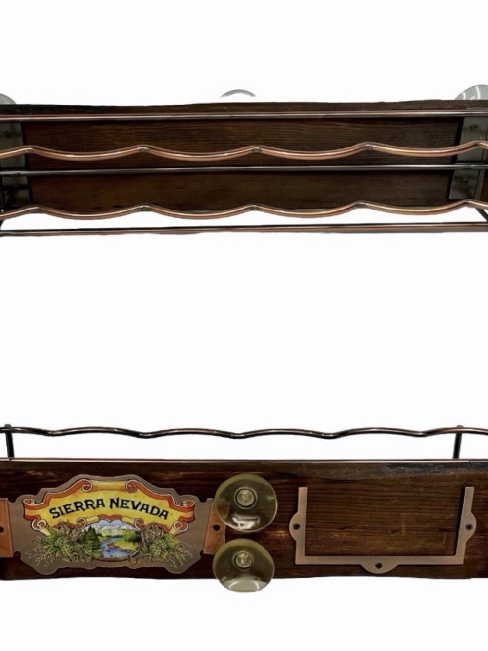 Sierra Nevada 6 Beer Bottle Floating Bar Shelf Rack Wood Copper Window Mounted